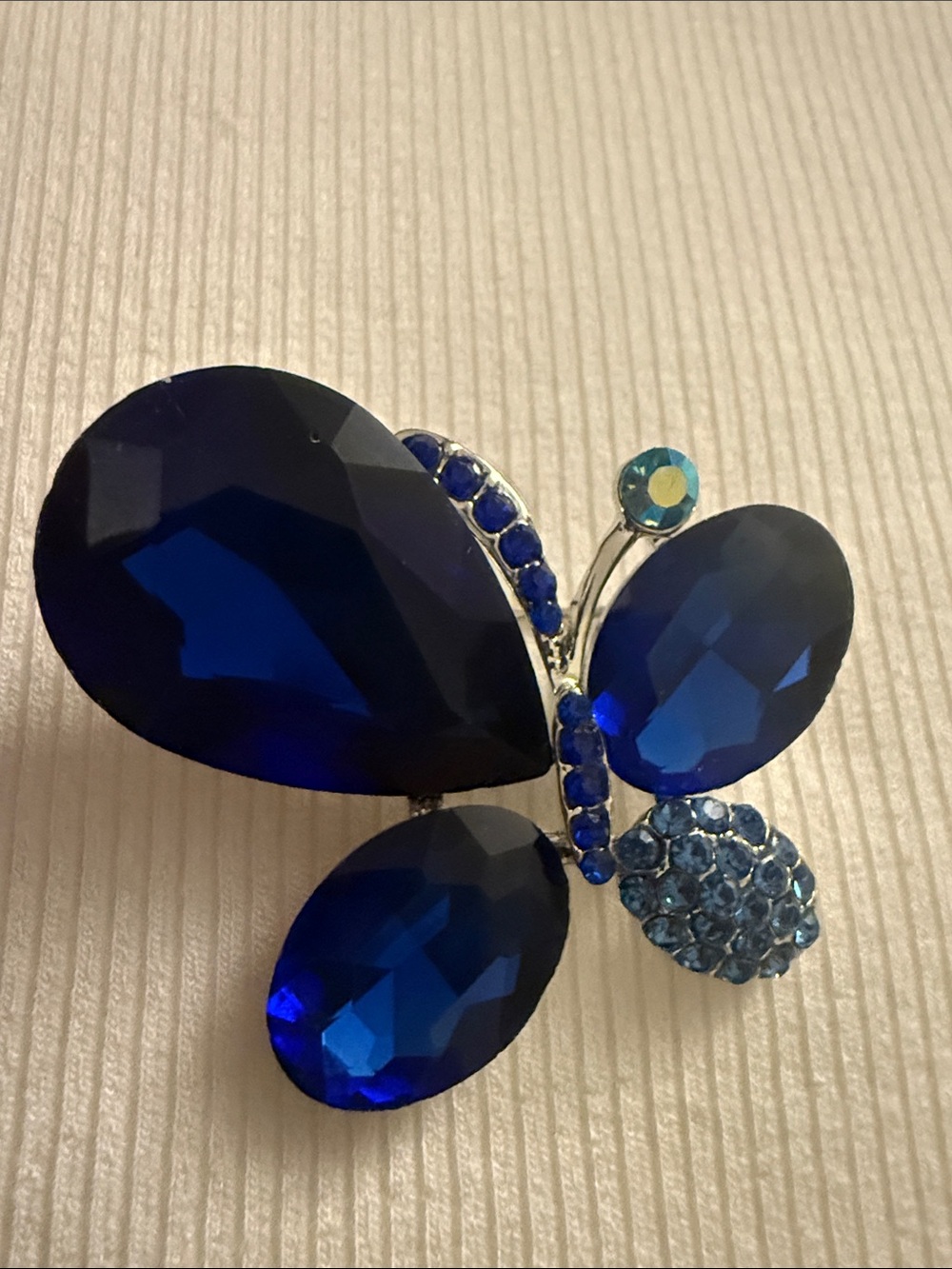 Royal Blue Crystal Butterfly Brooch - Women's Fashion Jewelry